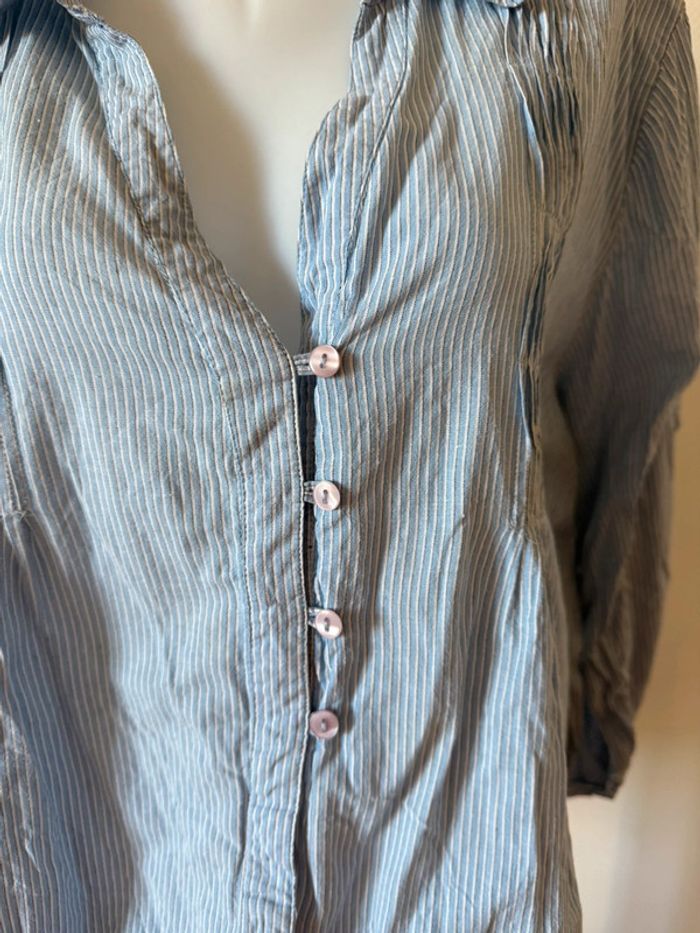 Blouse grande taille en très bon état bleu ikebana taille 54/56 - photo numéro 3