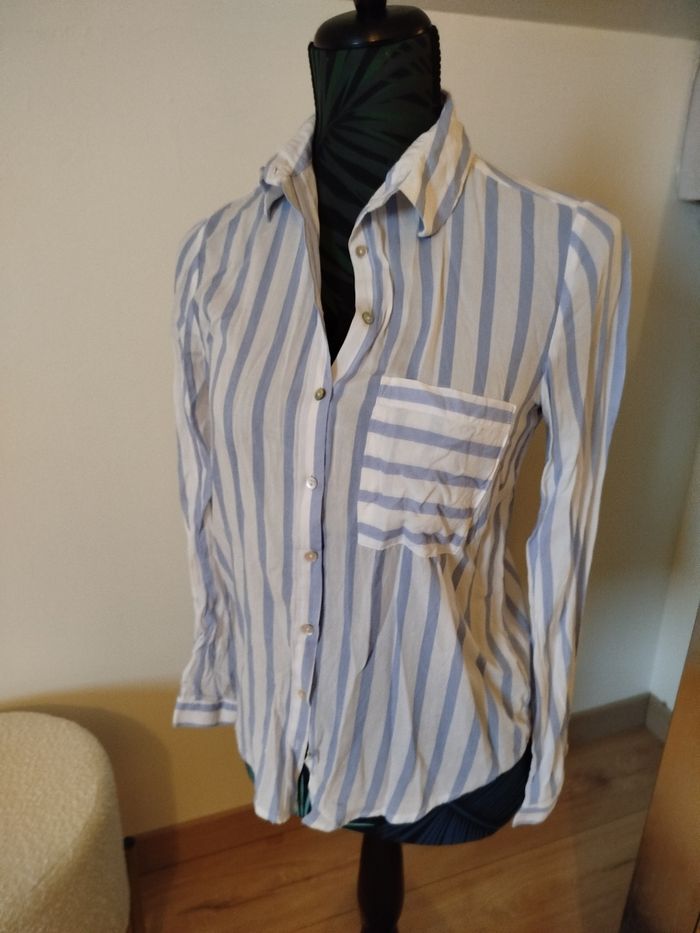 Chemise rayée bleu clair S - photo numéro 2