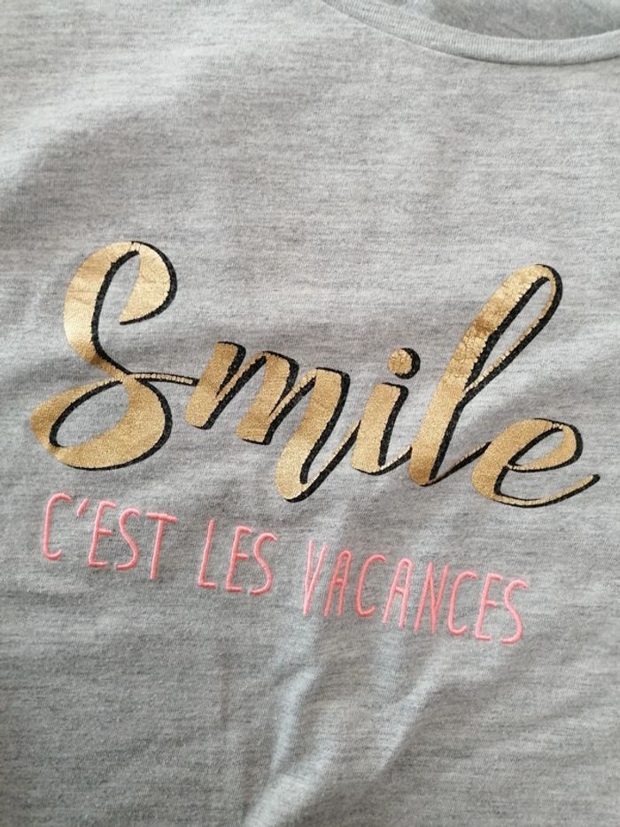 Tee-shirt smile c'est les vacances, Etam XL (mesures données. - photo numéro 3
