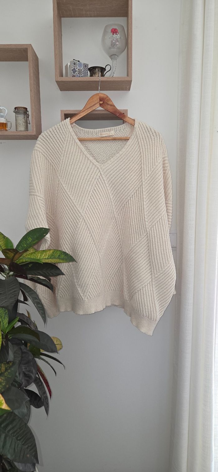 Pull femme oversize creme