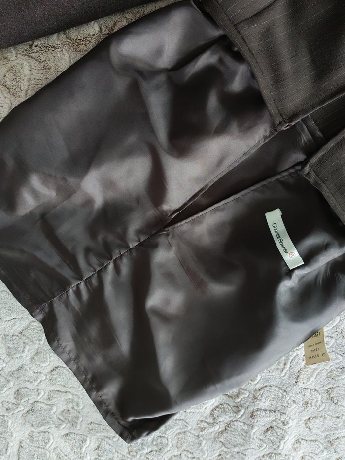 Ensemble tailleur marron à rayures Chantal Rosner pour femme - photo numéro 5