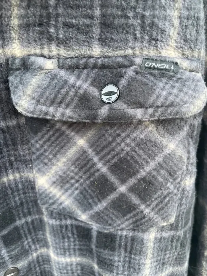 O'Neill Lumberjack Flannel Plaid Polaire shirt chemise grey Mens XL - photo numéro 3