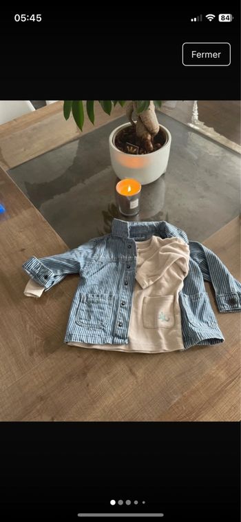 Veste en jean  + haut manches longues