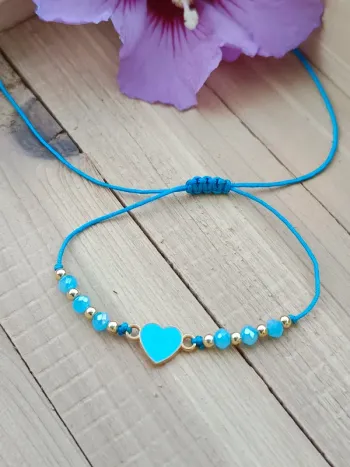 Bracelet cœur Bleu ajustable