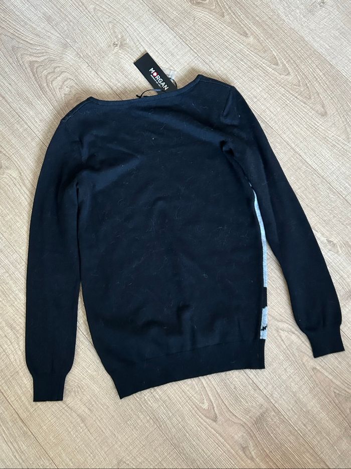 Pull noir et gris neuf avec sequins Morgan taille XS (valeur 45€) - photo numéro 8