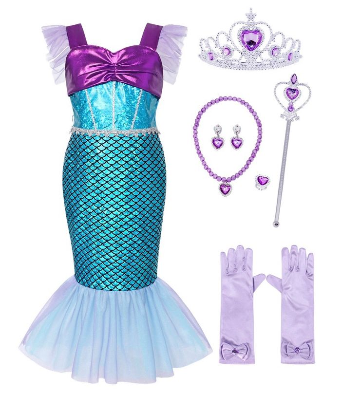 Déguisement sirène Turquoise et ces accessoires Taille 5-6ans