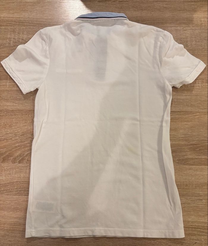 Polo blanc Jules – col bleu chiné contrasté – coupe slim – taille S - photo numéro 3