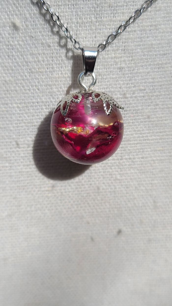 Collier fleur pétale de rose et feuille d or en acier inoxydable - photo numéro 4