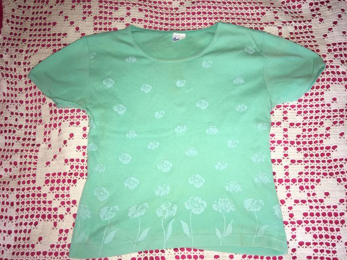 tee shirt vert impression 14 ans