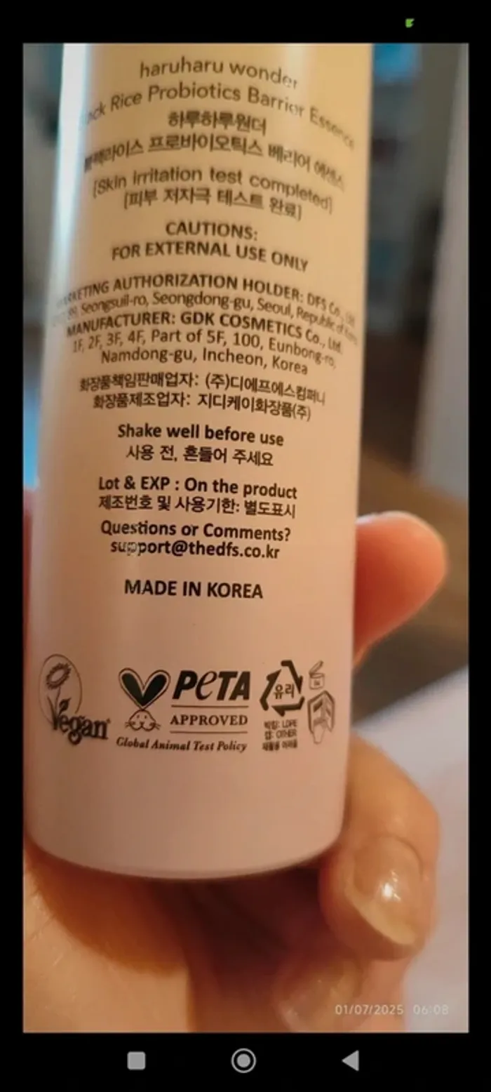 Kbeauty Haruharu Wonder Black Rice Probiotic Barrier Essence 120 ml - photo numéro 8