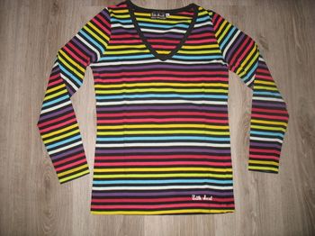 TEE SHIRT ML NOIR RAYÉ MULTICOLORE "LITTLE MARCEL" - TAILLE XL - n°06