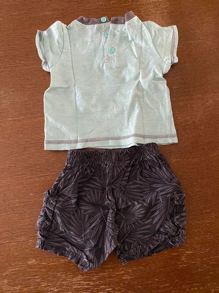 Ensemble t-shirt bleu + short gris - photo numéro 2