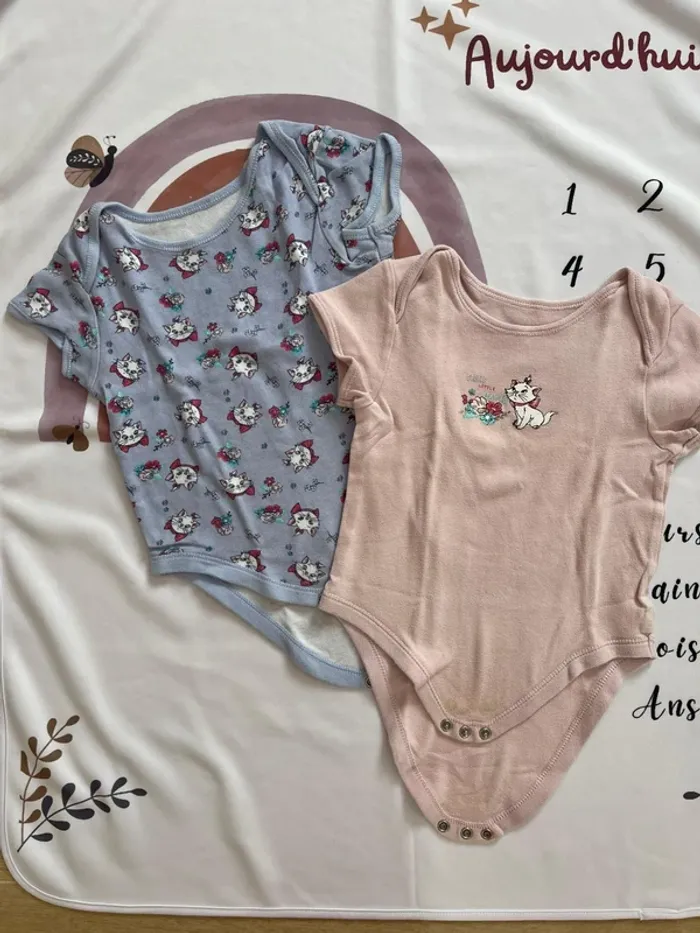Lot de 4 bodys bébé fille – Disney Baby by Primark – Manches courtes – Marie des Aristochats - photo numéro 3
