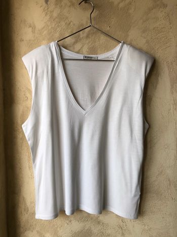 Débardeur épaulé blanc Stradivarius L/XL