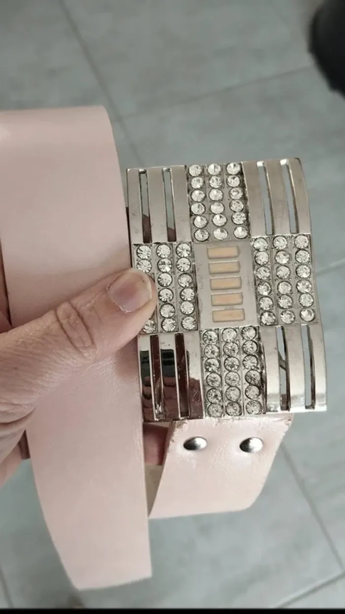 Ceinture rose boucles argenté 85 cm - photo numéro 7