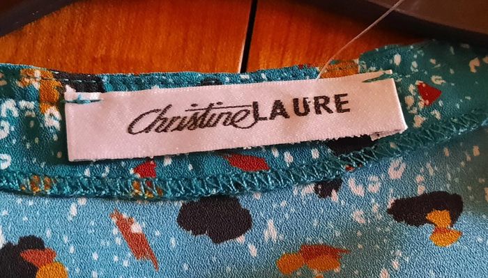 Blouse neuve bleue imprimée, Christine laure, taille 3/38 - photo numéro 3