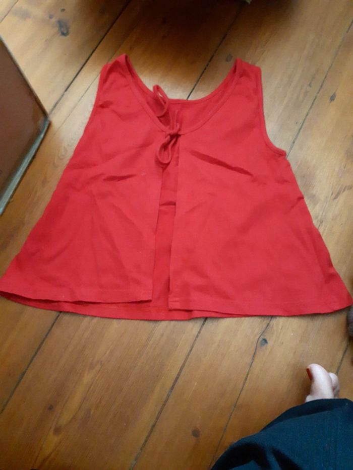 Débardeur vintage rouge marin mer dos nu 12 mois - photo numéro 2