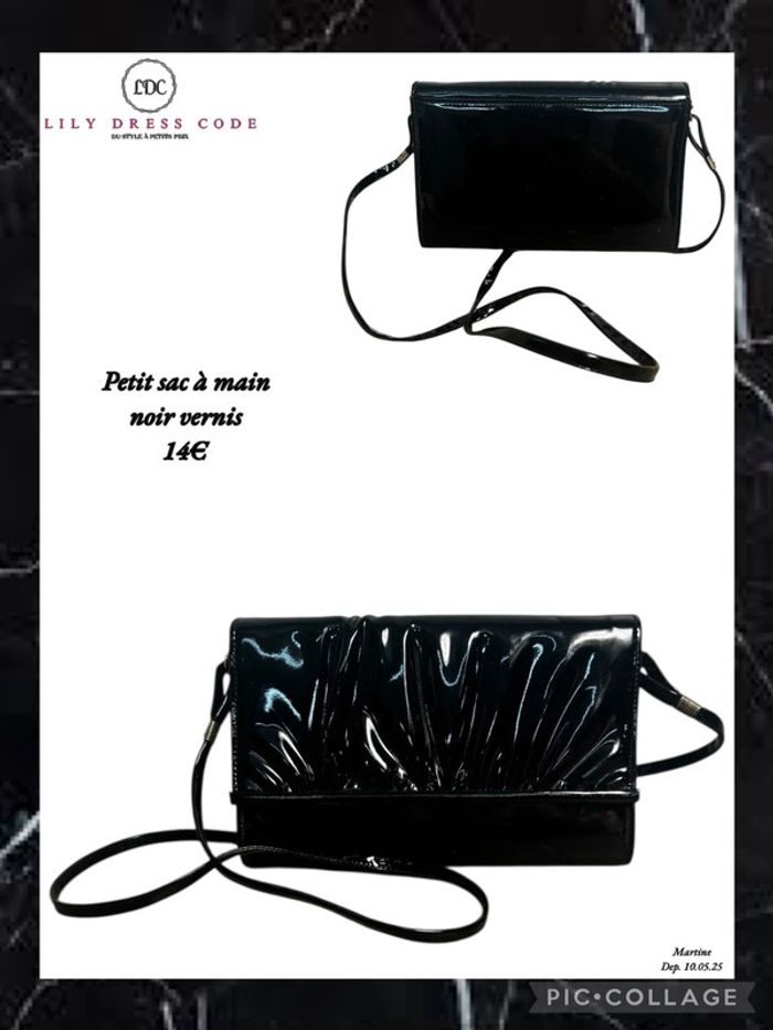 🖤 Petit sac à main noir vernis – Élégance intemporelle NEW  🖤