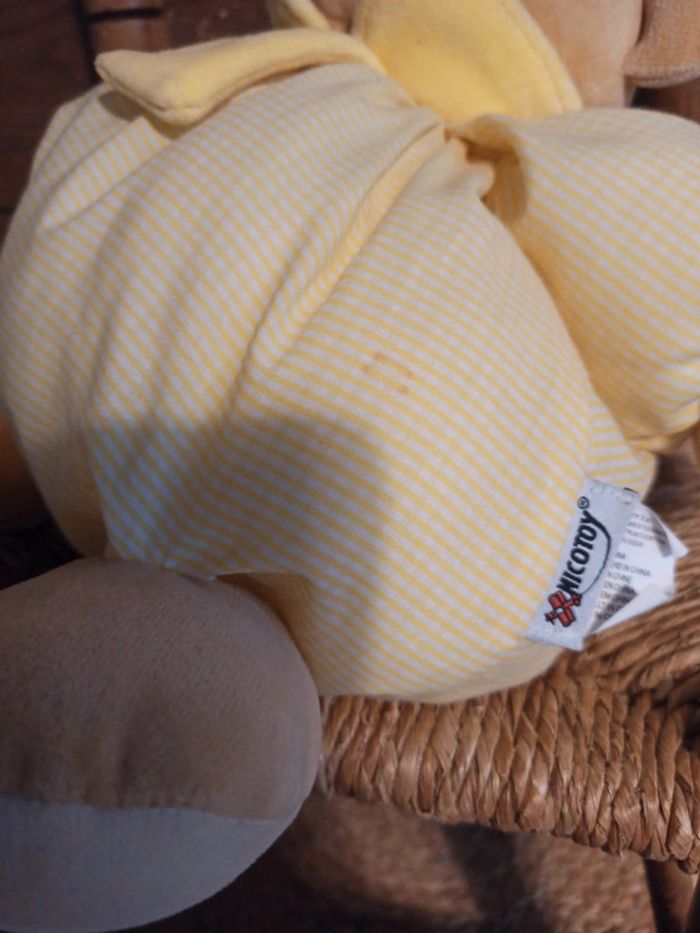 Peluche ours boule jaune vichy Nicotoy tbe - photo numéro 4