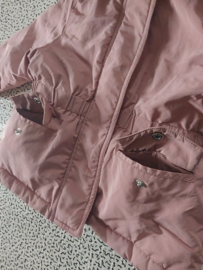 Manteau chaud rose 12M – Boîte à Malices – Doublé sherpa & capuche fourrure - photo numéro 2