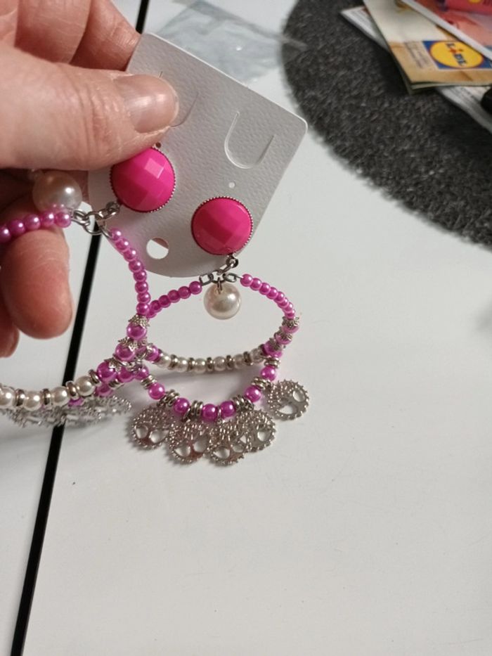 Boucle fantaisie rose arbre de vie - photo numéro 2