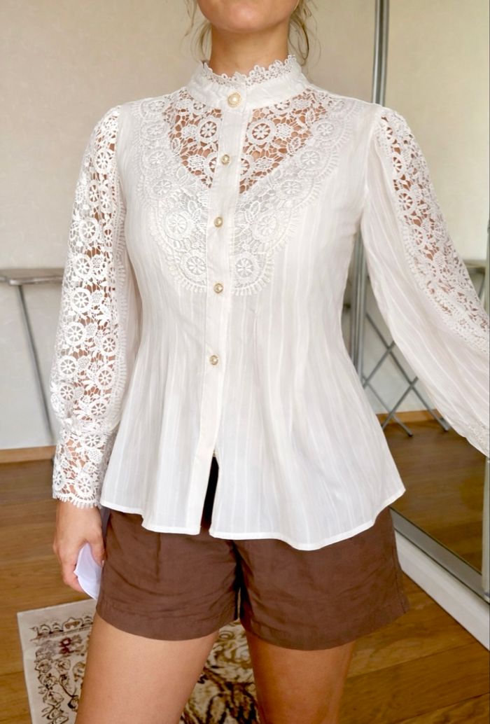 chemise blanche coton dentelle - photo numéro 1