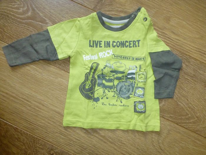 T-shirt manches longue vert Orchestra - 1 an