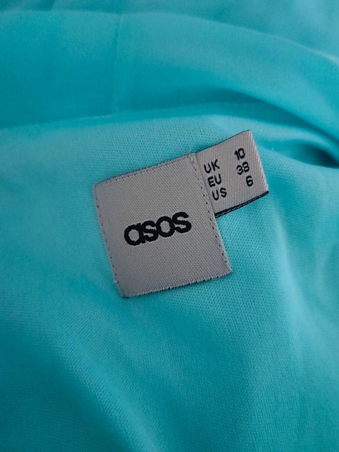 Robe cocktail drapée bleu turquoise Asos - photo numéro 4