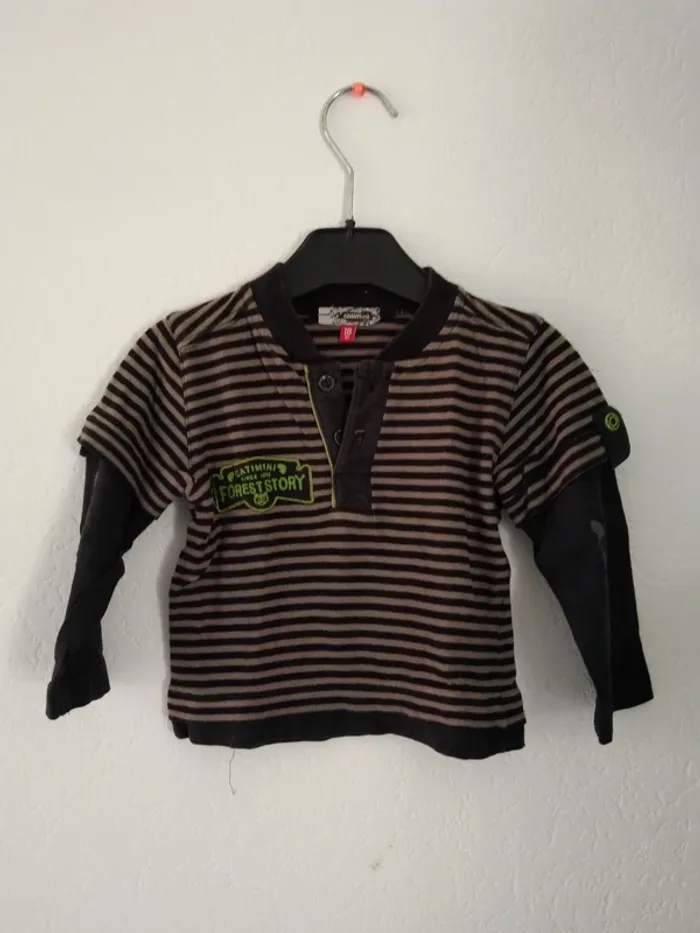 tee shirt rayé manches longues catimini garcon 18mois 81cm