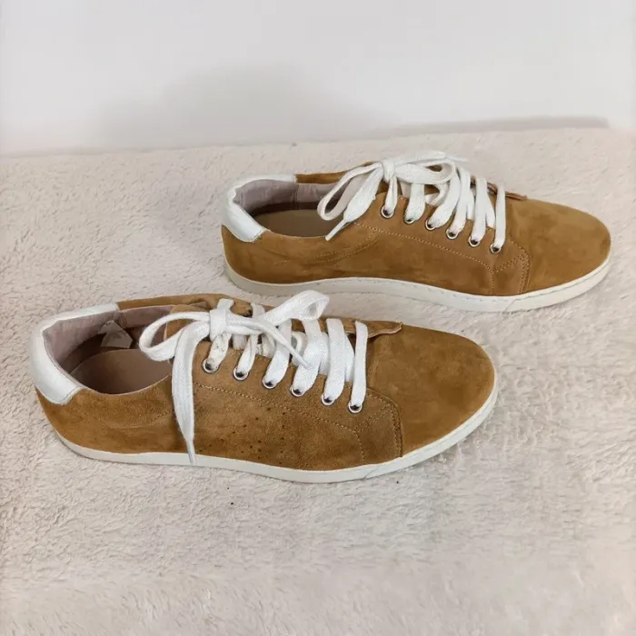 Basket de ville - so send - taille 37 - femme Chaussures camel et blanches suédine - photo numéro 5