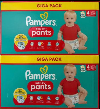 2 cartons de couches Pampers  taille 4