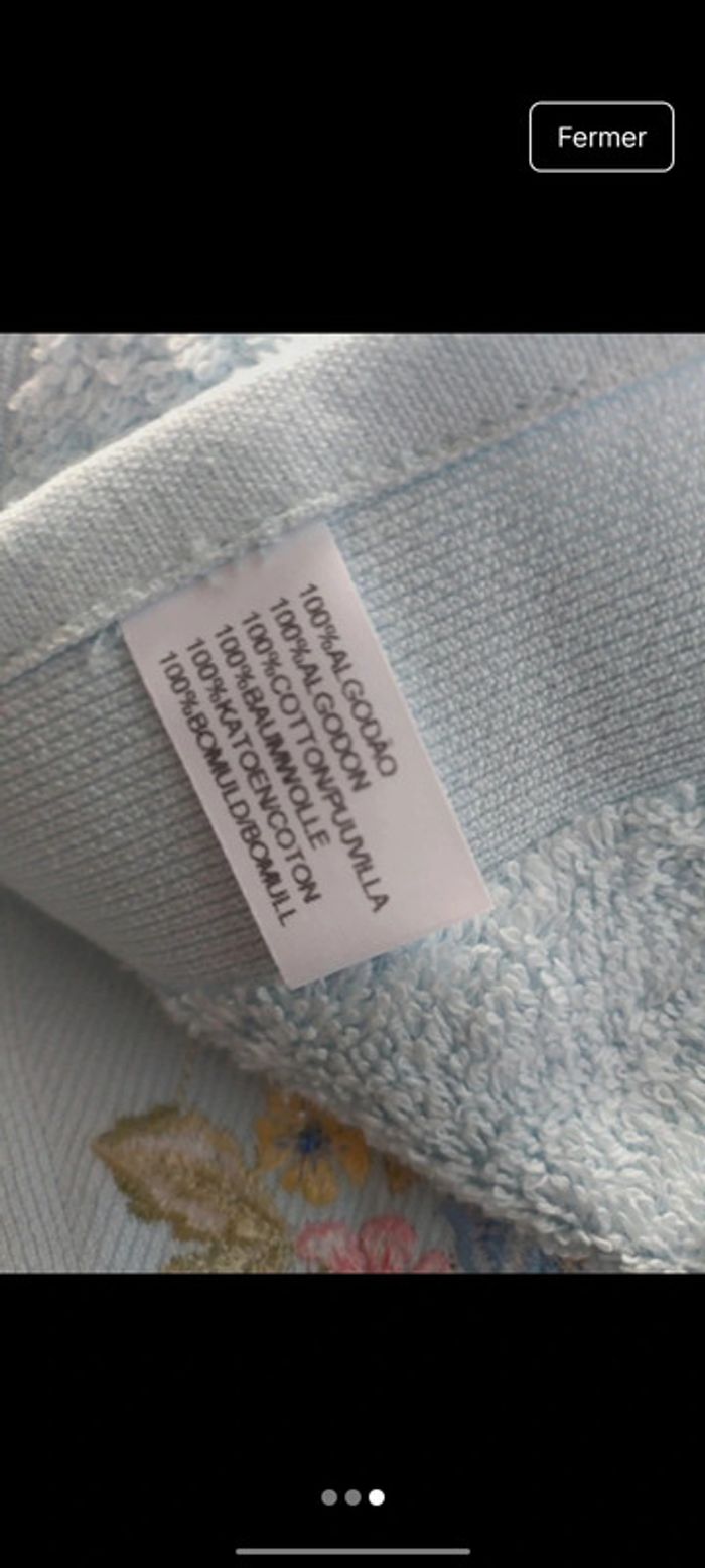 Serviette gants bleus clairs coton - photo numéro 3