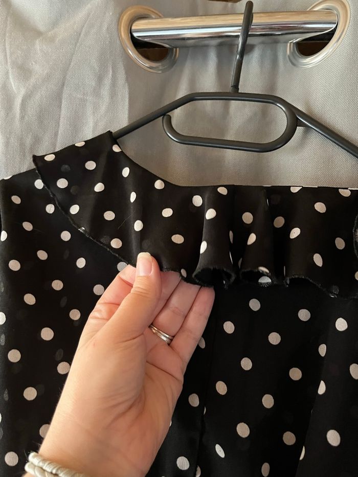 Chemisier Cache-Cœur à Pois Noir & Blanc – Volants – T. 38 - photo numéro 7