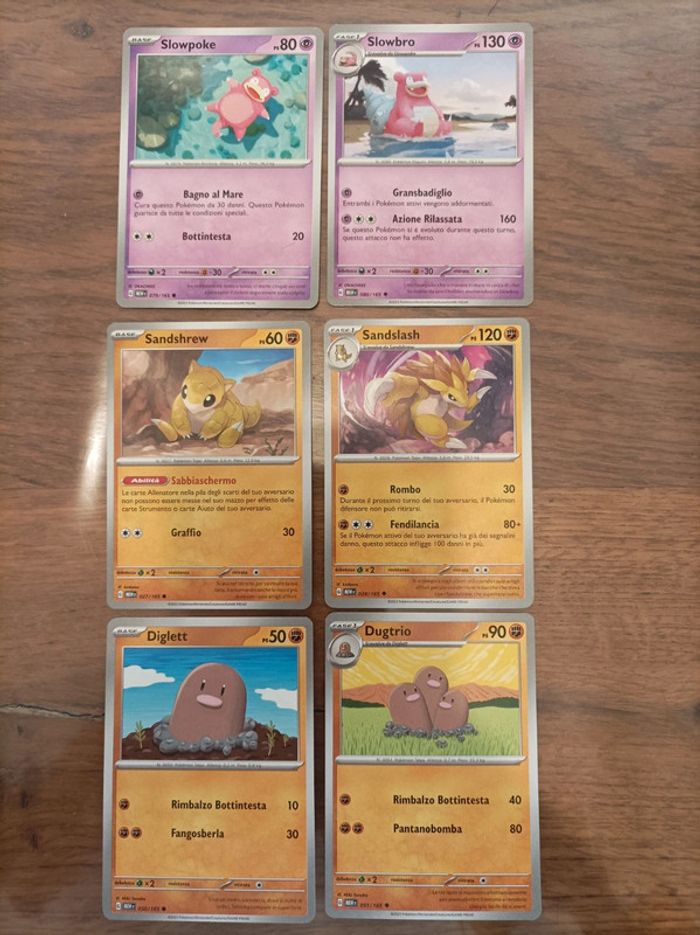 Lot de 6 cartes Pokemon 151 Flagadoss Sablaireau Triopikeur Ramoloss Sabelette