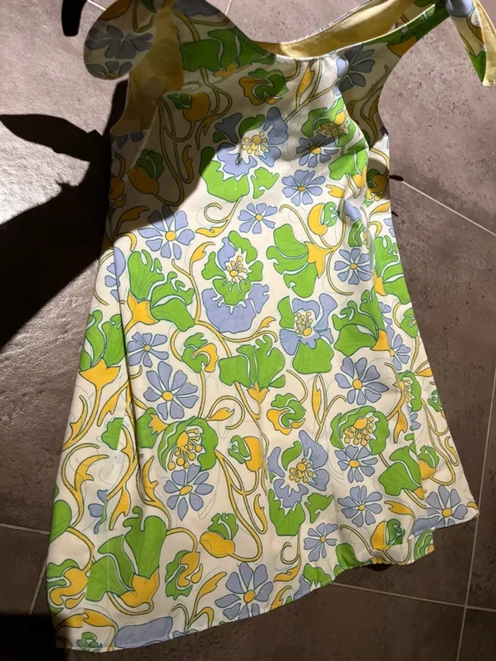 7 ans - robe vintage jaune et verte/bleu - photo numéro 6