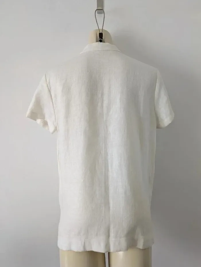 Chemise blouse d'été brodée blanche - 100% lin - Alain Manoukian - taille 38 - photo numéro 5