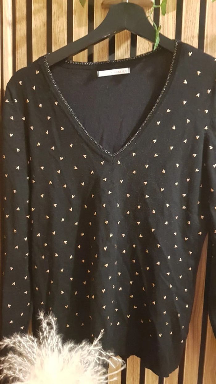 Pull  coeur doré - photo numéro 2
