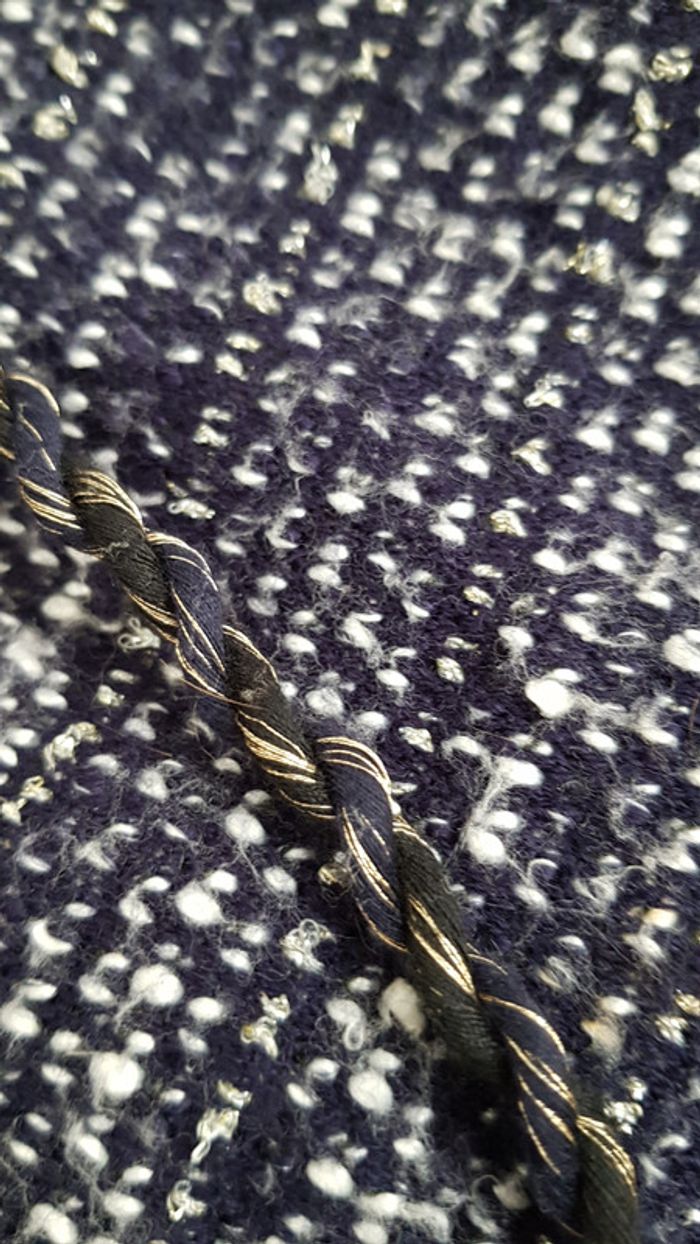 Robe Automne Hiver Manches 3/4  Bleu fils doré et Ceinture  Taille S - photo numéro 6