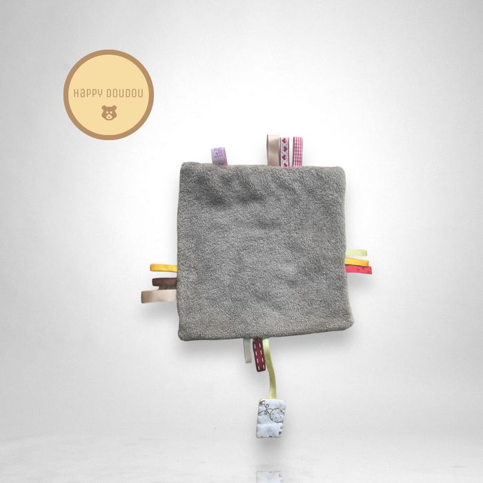 Doudou carré plat marron a étiquette La boite a lili DP413 - photo numéro 2