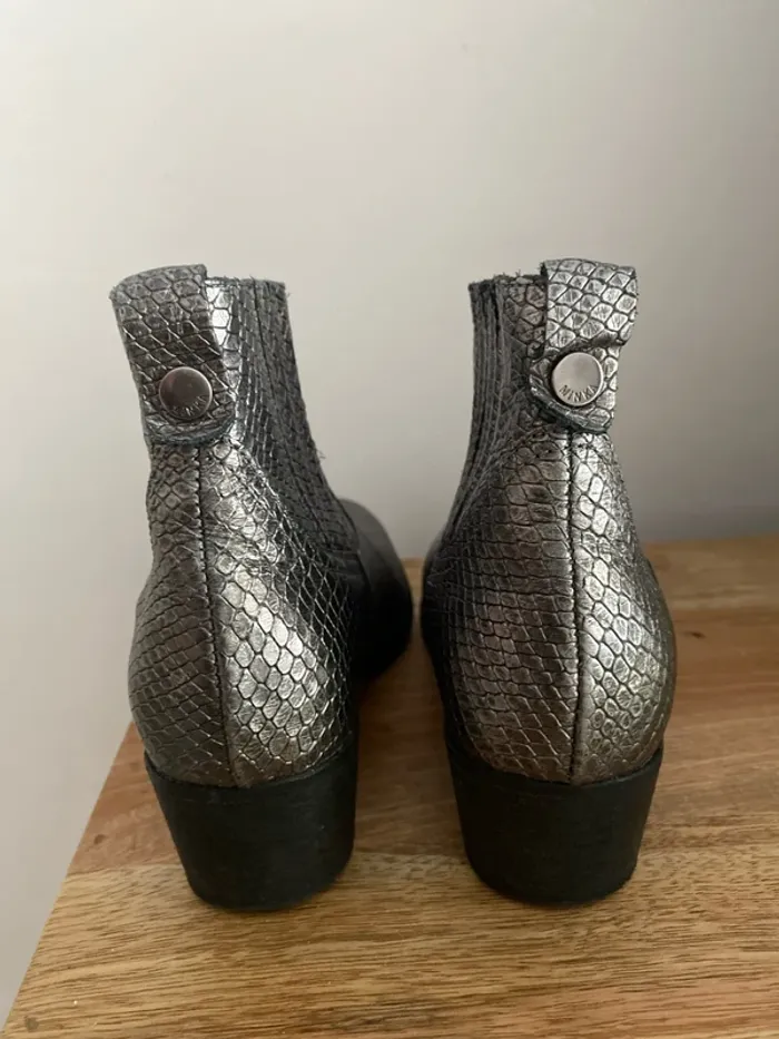Bottines effet serpent argenté - photo numéro 2