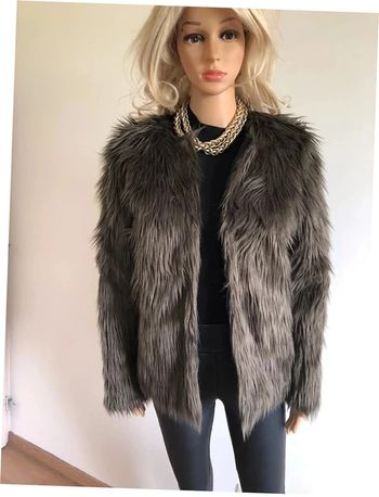 Manteau gris kaki en fausse fourrure Morgan taille 40 jamais porté