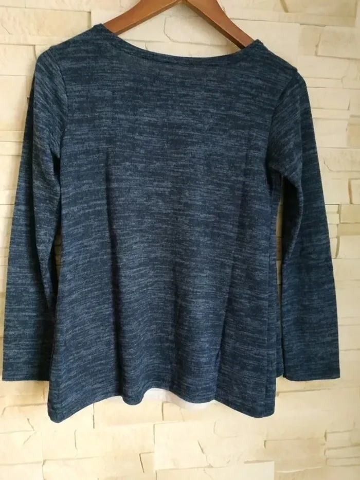 Tunique gilet 2 en 1 fille 14 ans bleu moucheté blanc tbe - photo numéro 3