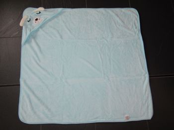 Cape de bain bébé / serviette de bain / peignoir à capuche chien bleu neuve