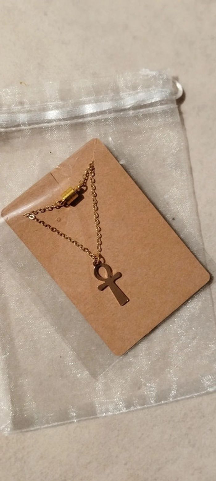 Collier p/Or 24 carats croix de Ankh Égyptienne - photo numéro 7