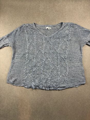 Pull torsadé cable knit gris/bleu vintage dressing taille XL