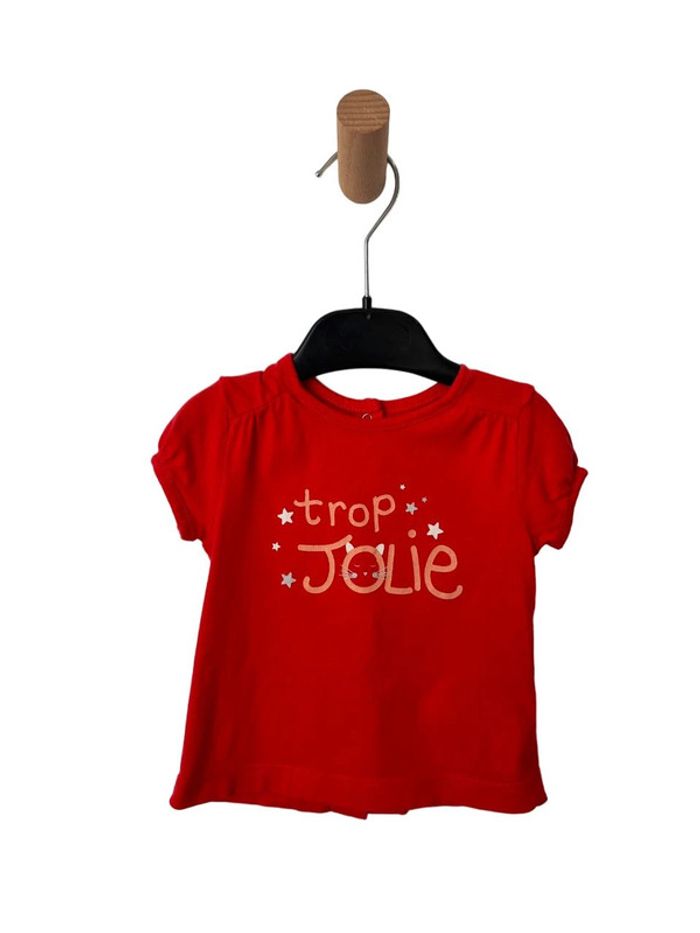 T-shirt rouge à manches courtes “trop jolie” - Kitchoun 3 mois (60cm)