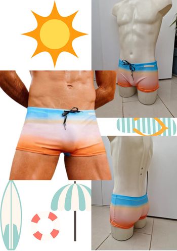 Maillot De Bain Dégradé Bleu Clair Jaune Orange Taille S