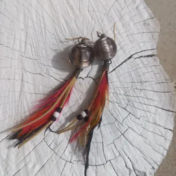 Boucles d'oreilles vintage pendantes plume