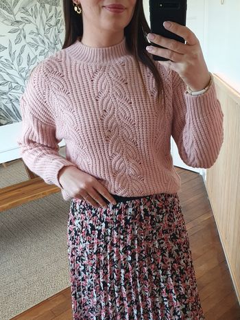 Pull ajouré Toronto rose poudré Taille L