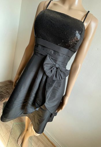 Superbe robe de soirée noire à sequins et nœud - Parfaite pour cocktail/cérémonie - Taille S